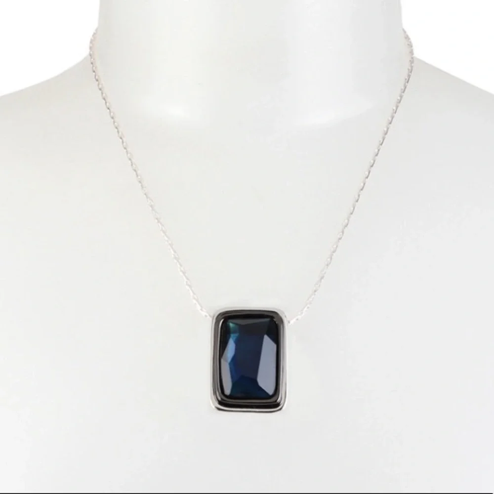Robert Lee Morris Soho Silver Tone Geometric Blue Stone Necklaces